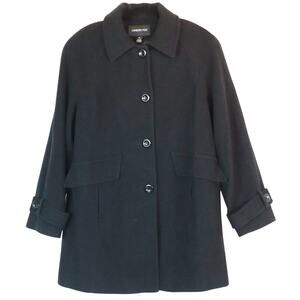 London Fog Black Wool Peacoat Coat Jacket Large Womens Classic Timeless Medium